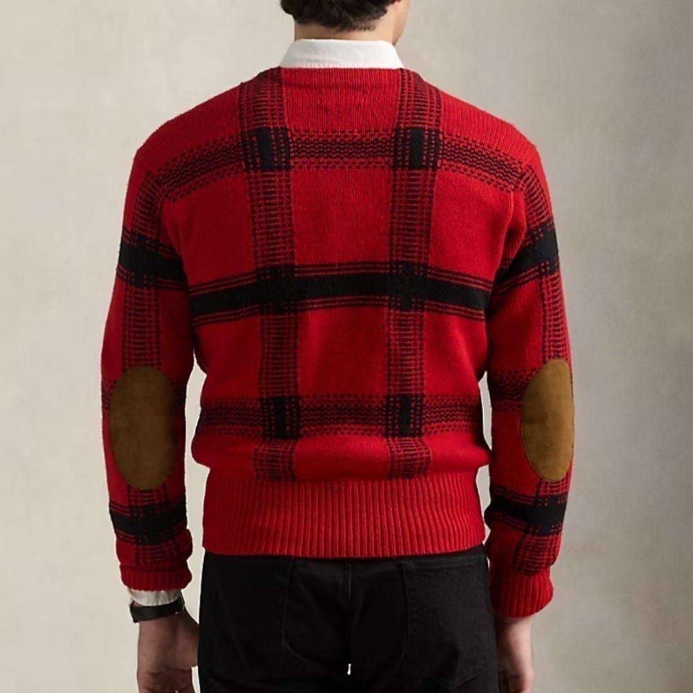 Polo Ralph Lauren Red Wool Blend Yankees Plaid Sweater - Picture 11 of 16